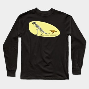 T Rex Dinosaur Skeleton And Dog Long Sleeve T-Shirt